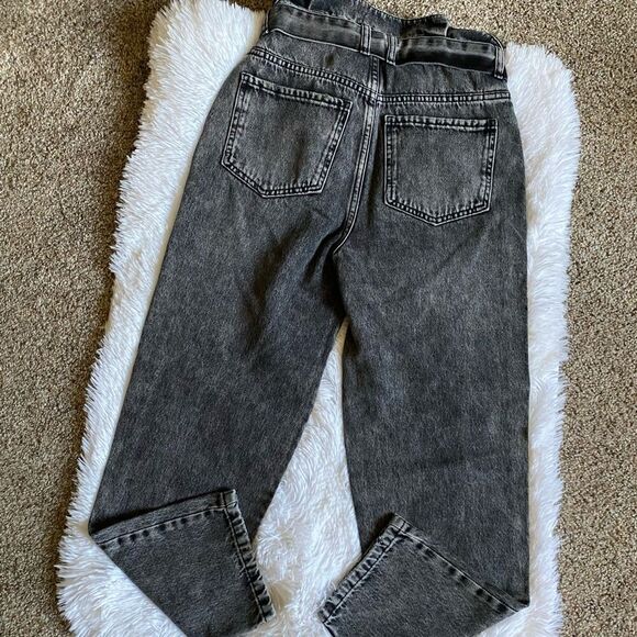 Free People We The Free Black Paper Bag Waist Button Fly Crop Jeans Size 25 - Picture 4 of 7